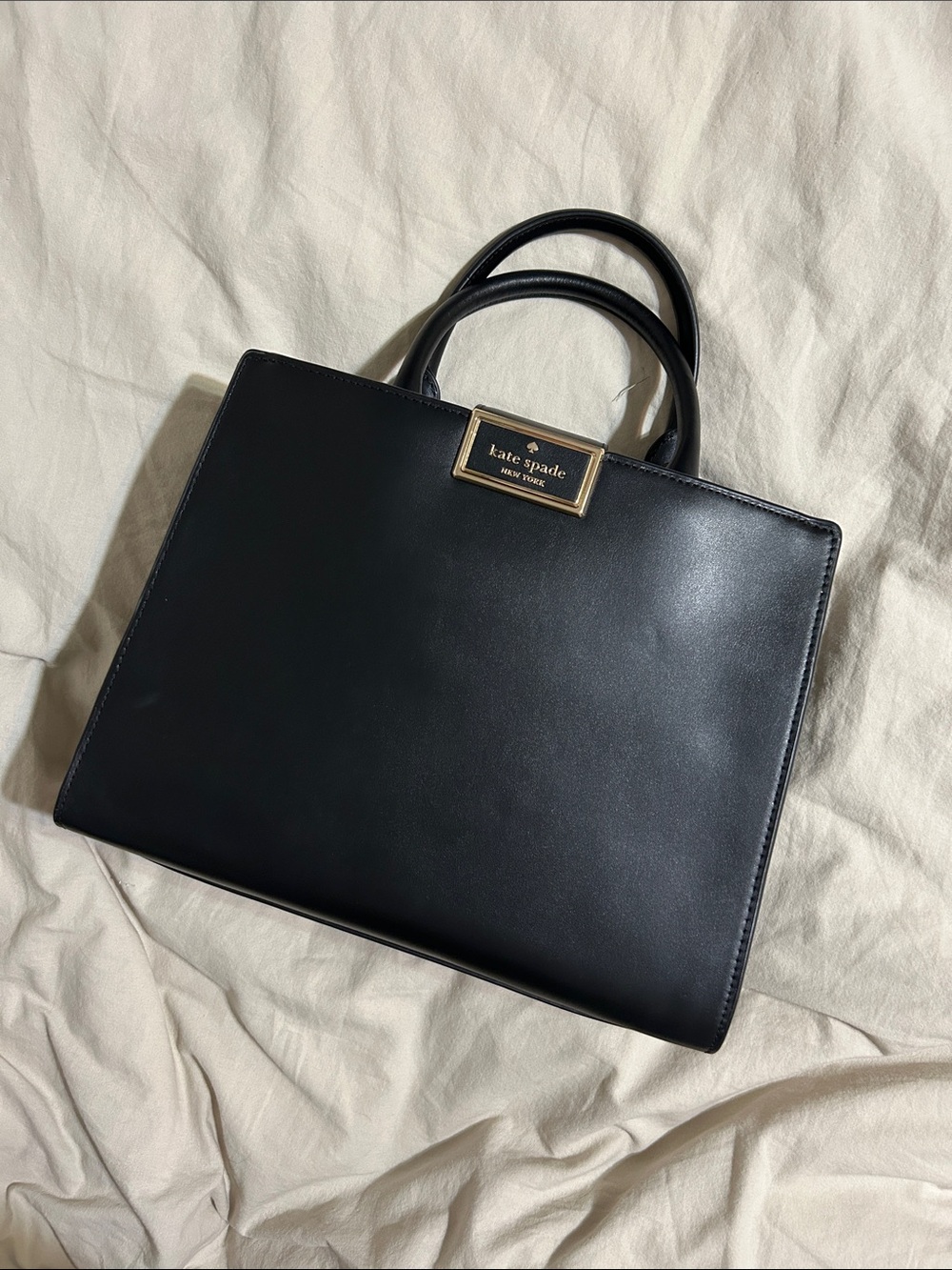 Kate Spade KB707 Reegan Medium Smooth Leather Satchel Crossbody in Black NWOT